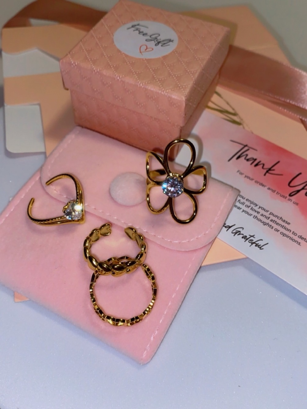 4PC Gold Adjustable Ring Stack